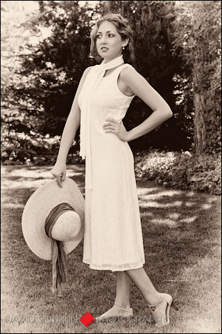 Full length vintage portrait of Kirsten inspired by the Great Gatsby.