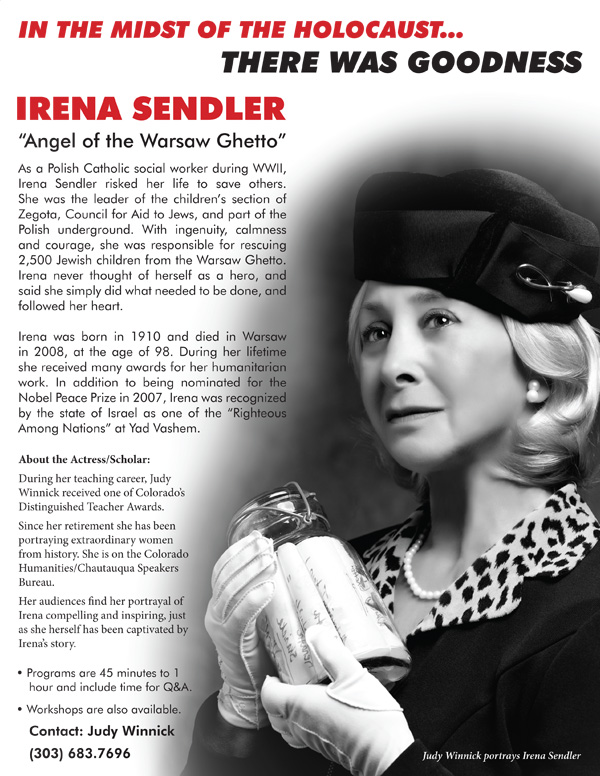 Show poster for Judy Winnick's portrayal of Irena Sendler.